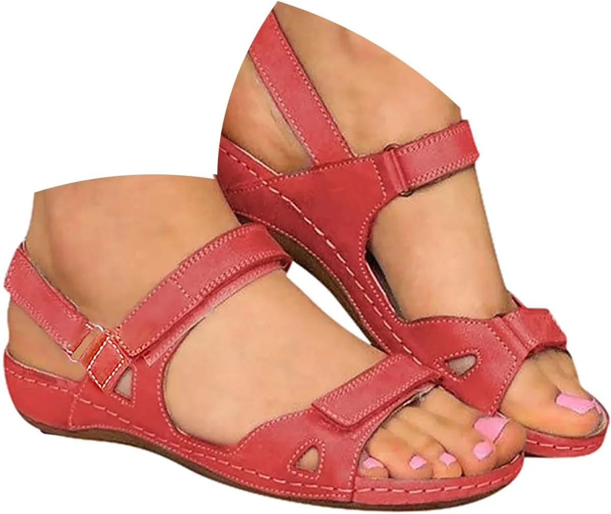 Casual Sandals Women Arch Support Wedge Sandals for Women Open Toe Shoes Comfortable Strap Beach Sandals