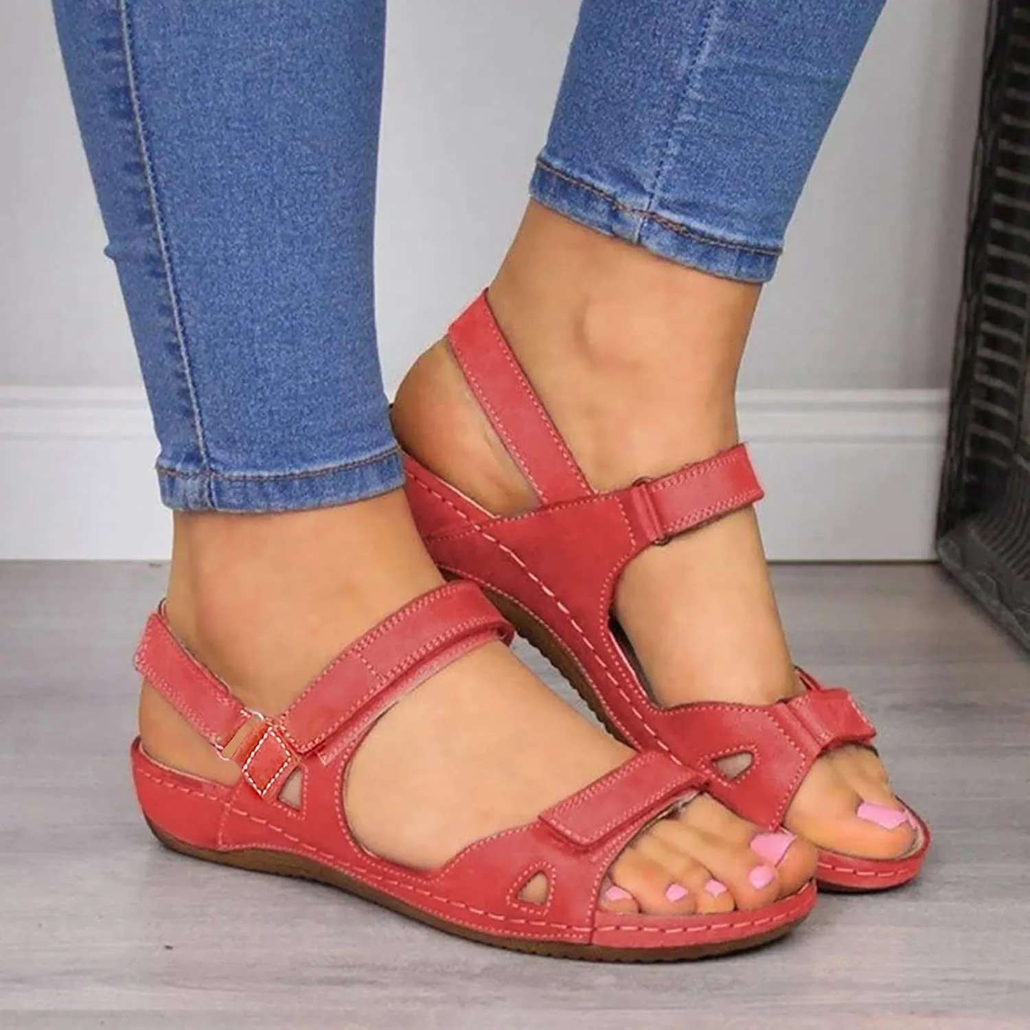 Casual Sandals Women Arch Support Wedge Sandals for Women Open Toe Shoes Comfortable Strap Beach Sandals