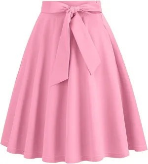 Casual Skirts for Women Solid Midi Pleated Summer Skirt Womens Retro Trendy Going Out Skirts Comfortable Fit Vintage