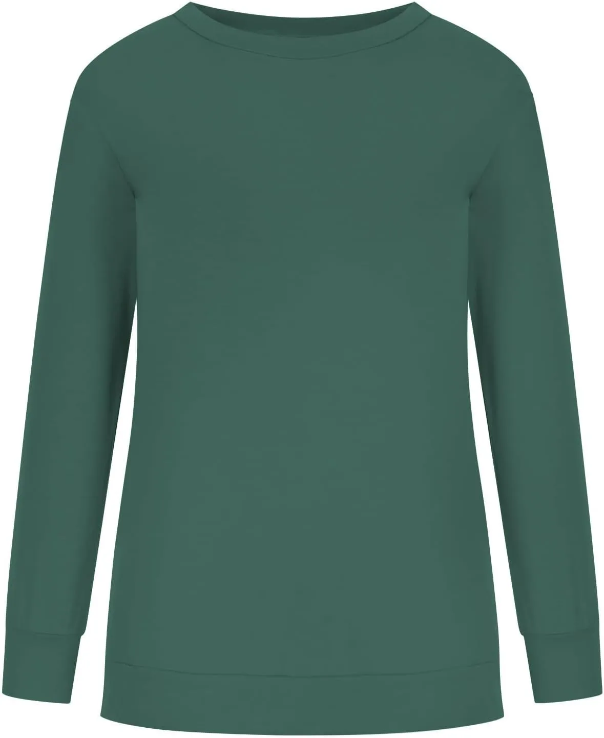 Ceboyel Womens Long Sleeve Shirts 2023 Solid Color Crew Neck Sweatshirts Loose Fit Pullover Tops Trendy Casual Fall Clothes