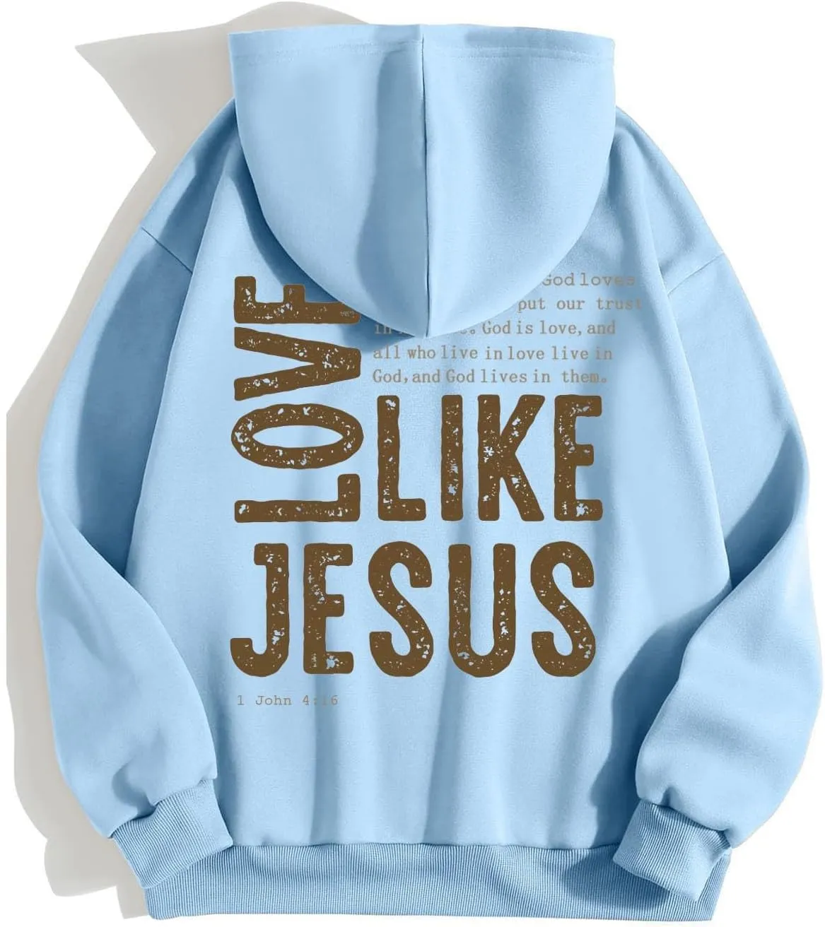 Christian Hoodies for Women Love Like Jesus Letter Graphic Oversized Long Sleeve Jesus Faith Y2K Hooded Sweatshirts Pullover