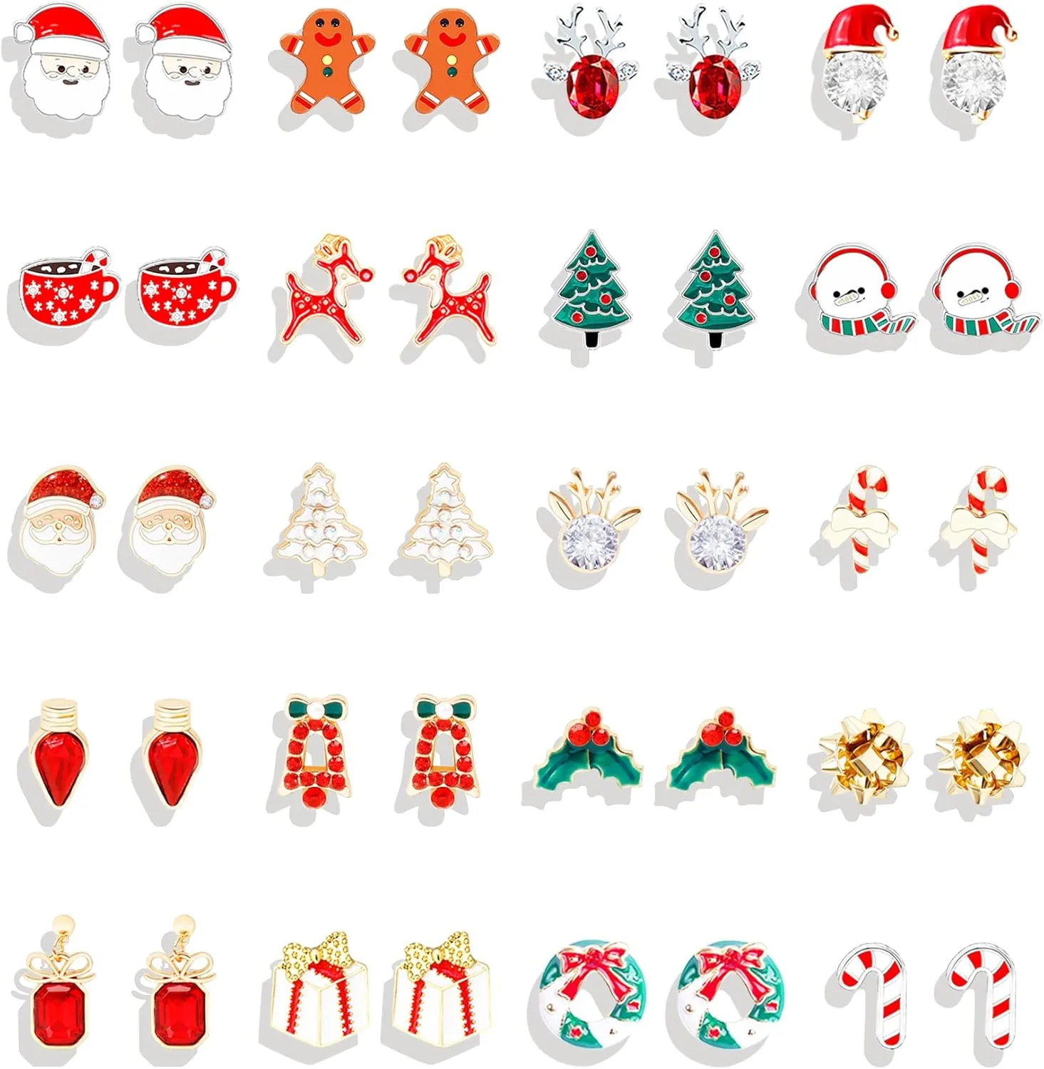Christmas Earrings for Women Xmas Holiday Dangle Earring Christmas Tree Snowflake Bell Reindeer Stud Earrings Jewelry Costume Outfit Accessories
