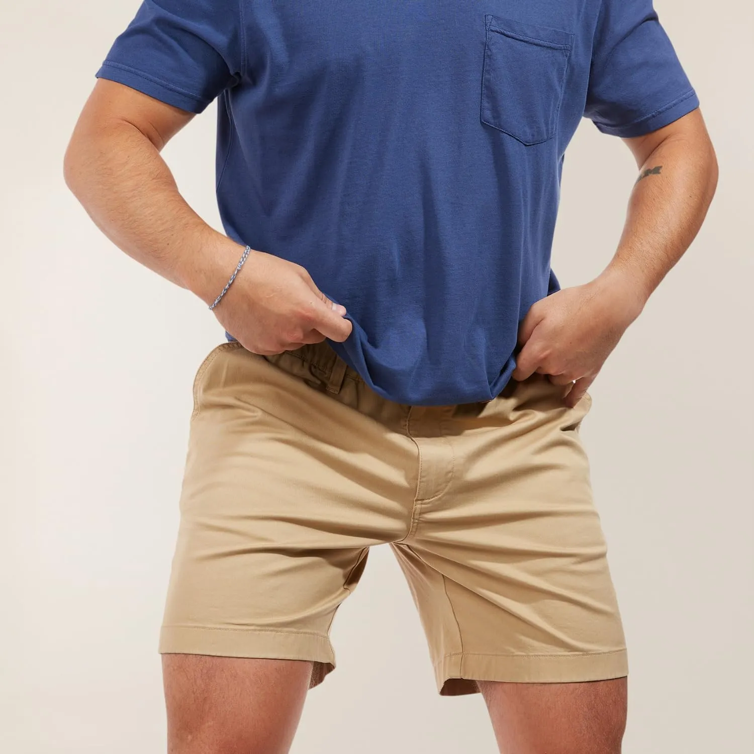 Chubbies Chino Shorts Men 7 Inch - Mens Shorts Casual with Elastic Waistband, Side and Back Pockets, Stretch Cotton Blend