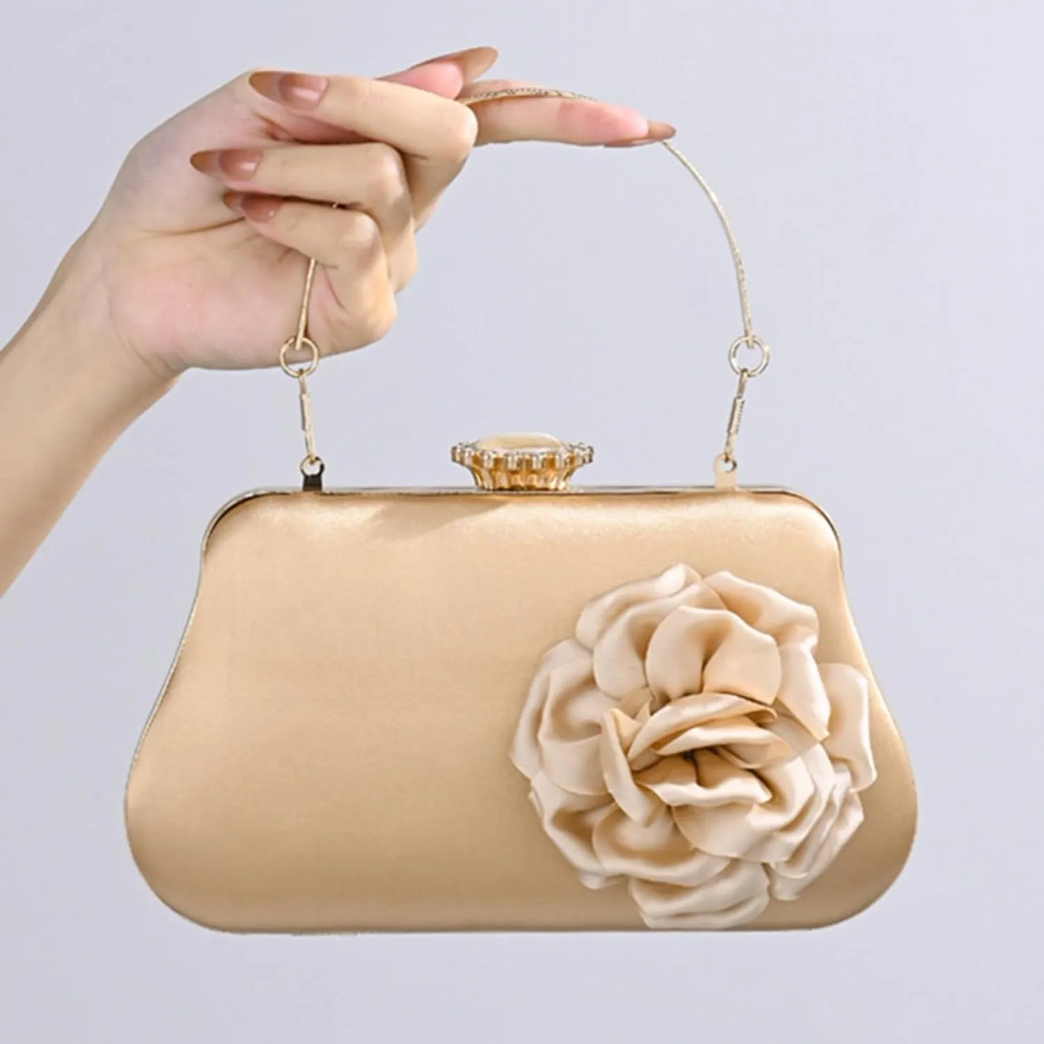Clutch Purses Flower for Women,Evening Bags and Clutches Bag with Chain for Weddings Formal Prom Party(Pink)