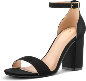 COASIS Women's Chunky Block Heels Open Toe Ankle Strap 3.5 Inch Heeled Sandals