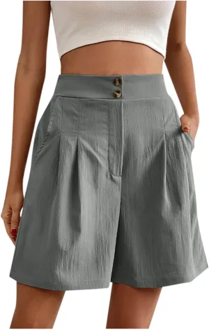 Cotton Linen Shorts for Women Elastic Waist Shorts Flowy Summer Shorts Plus Size Bermuda Shorts Loose Shorts for 2024
