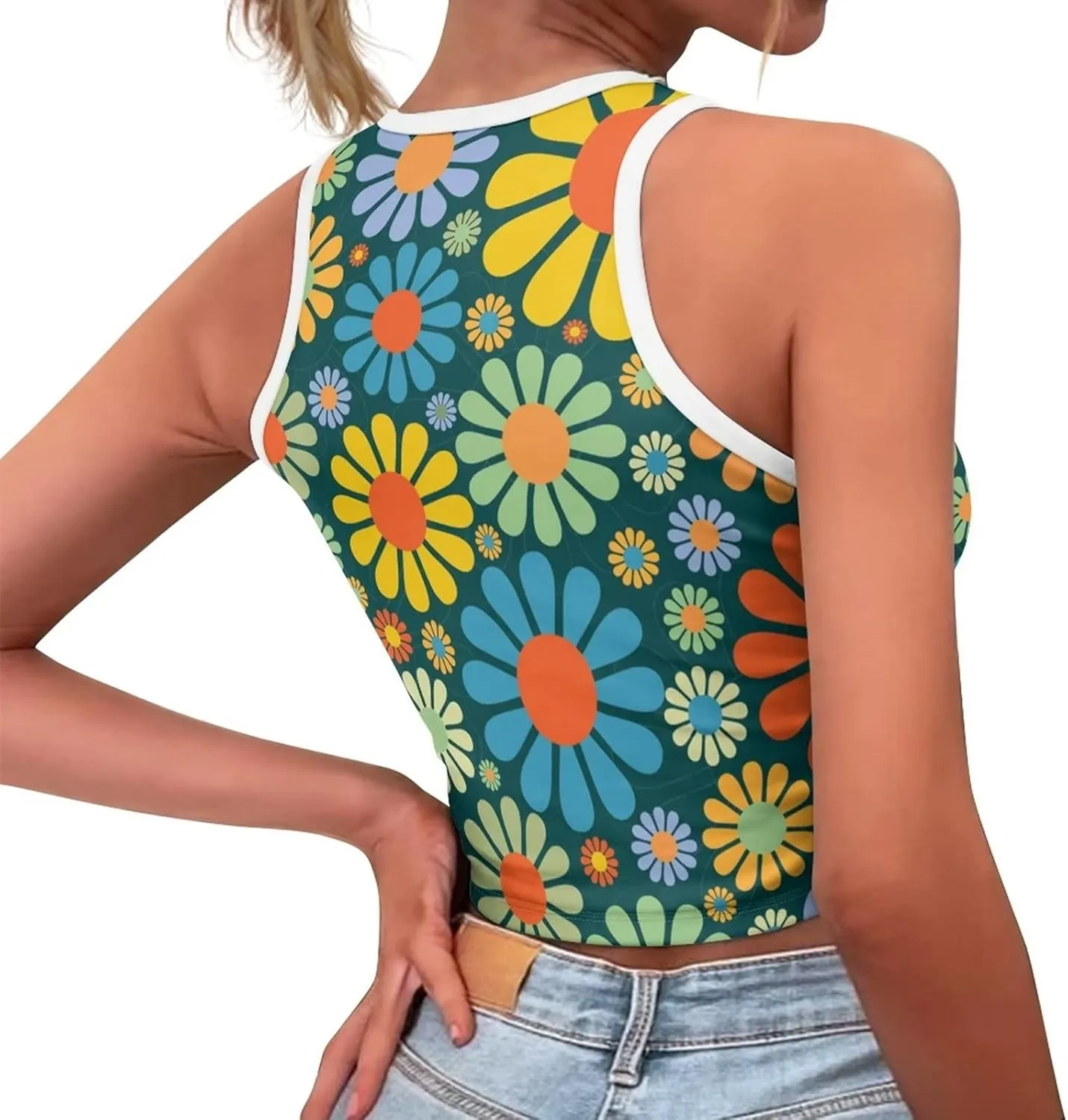 Crop Tops for Women Tank Tops Basic Style Sleeveless Racerback Halter Neck Fitted Tops