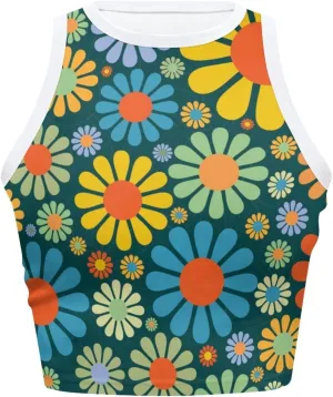 Crop Tops for Women Tank Tops Basic Style Sleeveless Racerback Halter Neck Fitted Tops