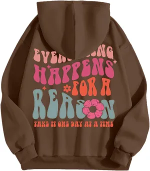 Cute Hoodies for Women Hooded Preppy Sweatshirt Pink Hoodie Oversized Letter Print Graphic Hoodies