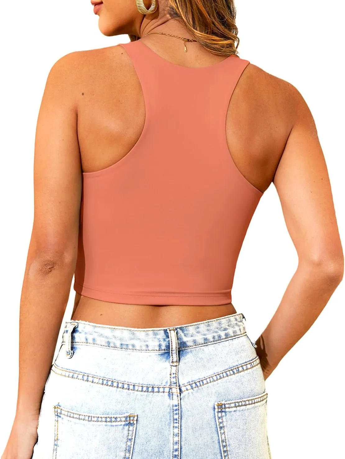 CYVESOULA Crop Tank Tops for Women Racerback Workout Tank Tops Double Lined Tank Top Sleeveless Crop Tops Cropped Yoga Tops
