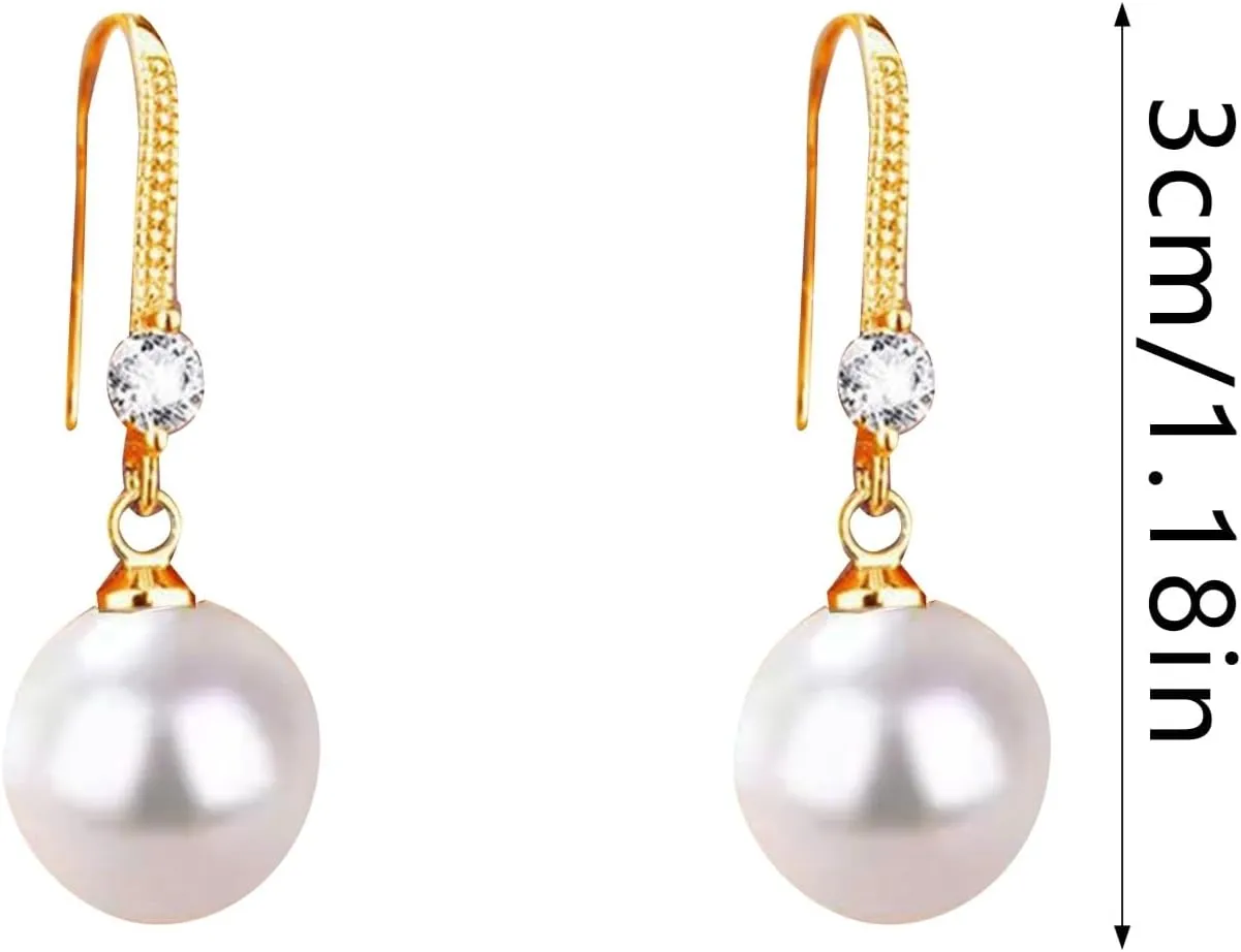 Dangle Stud Pearl Earrings for Women,925 Sterling Sliver Pearl Drop Earrings Party Birthday Jewelry Gifts for Mom Girlfriend