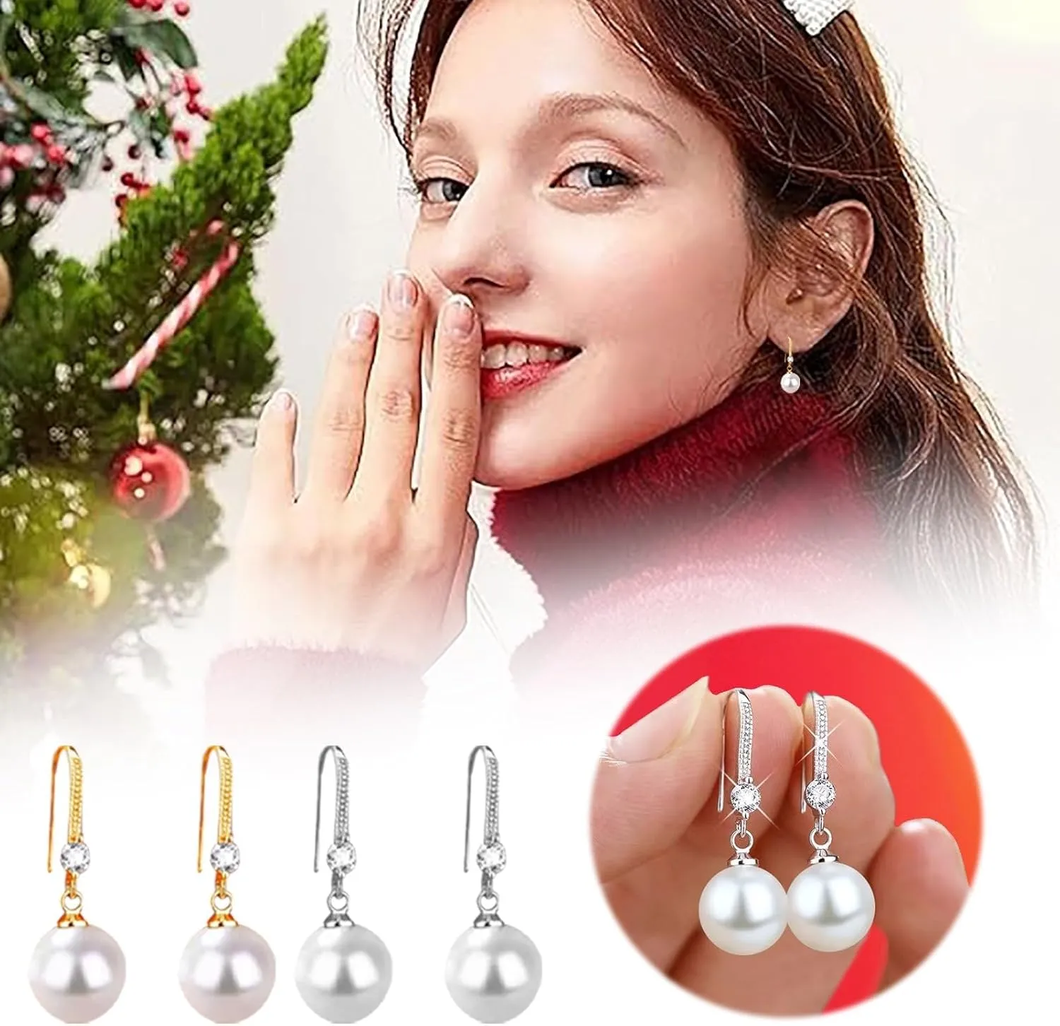Dangle Stud Pearl Earrings for Women,925 Sterling Sliver Pearl Drop Earrings Party Birthday Jewelry Gifts for Mom Girlfriend