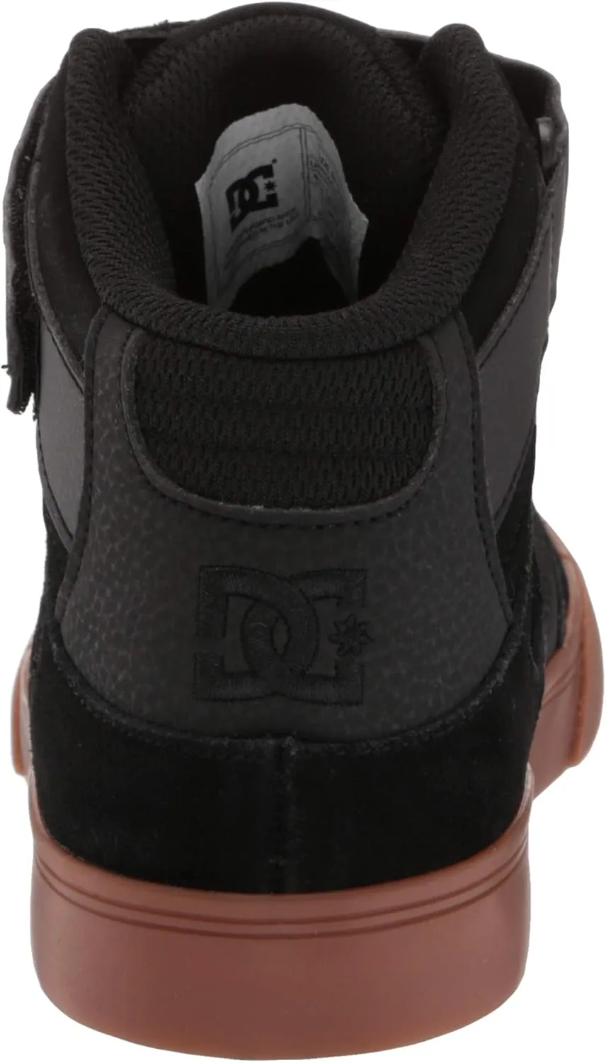 DC Boy's Pure High Top EV Skate Shoes With Ankle Strap and Elastic Laces