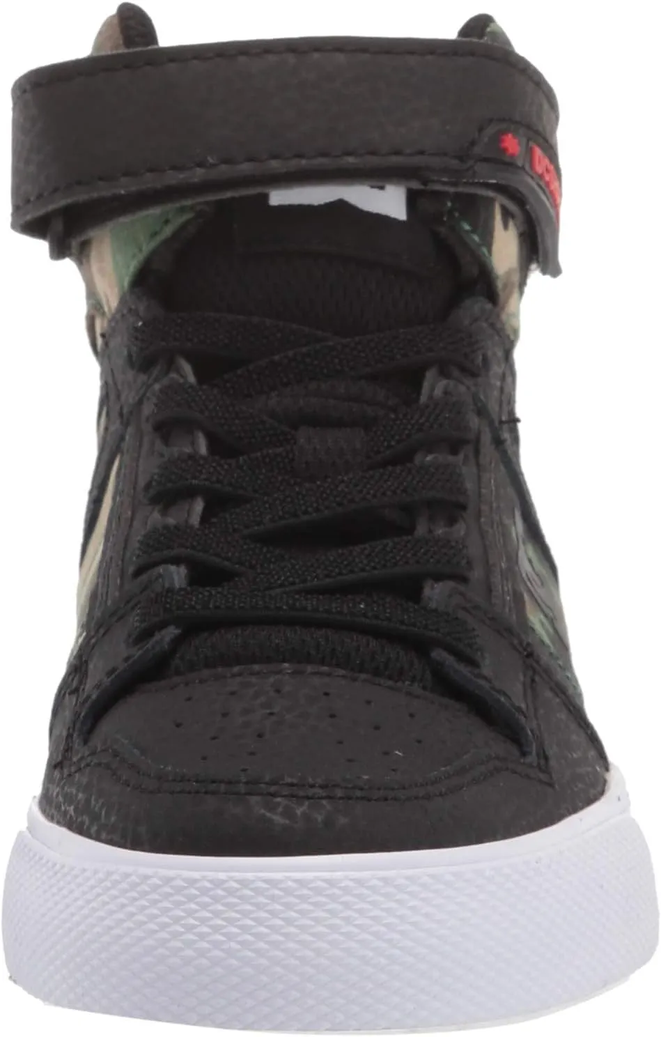 DC Boy's Pure High Top EV Skate Shoes With Ankle Strap and Elastic Laces