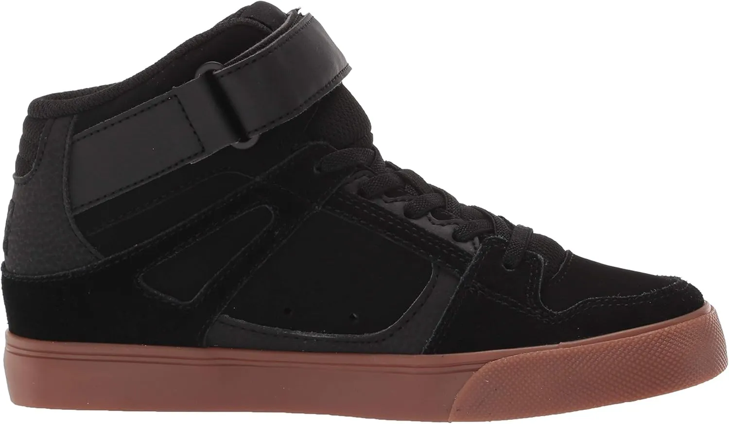DC Boy's Pure High Top EV Skate Shoes With Ankle Strap and Elastic Laces