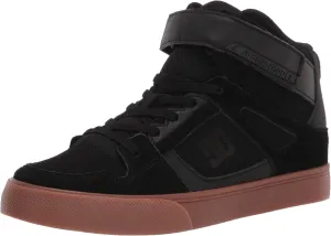 DC Boy's Pure High Top EV Skate Shoes With Ankle Strap and Elastic Laces