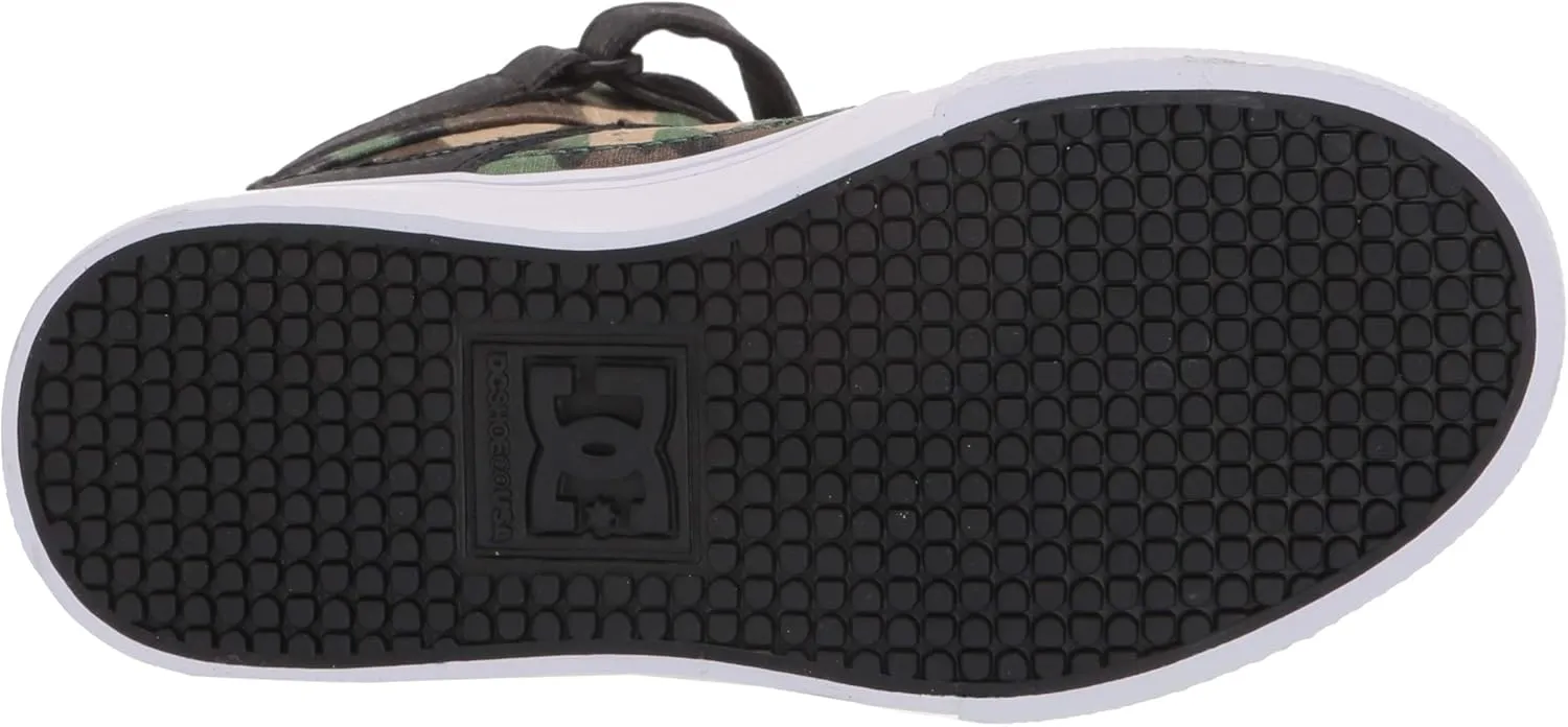 DC Boy's Pure High Top EV Skate Shoes With Ankle Strap and Elastic Laces