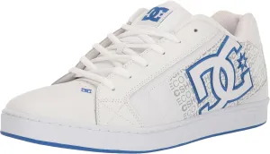 DC Men's Net Low Top Lace Up Casual Skate Shoe Sneaker, White/Grey/Blue, 14