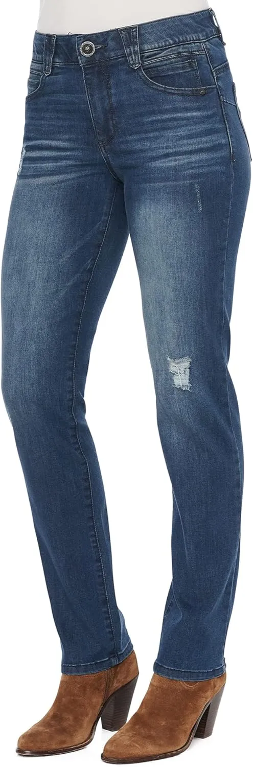 Democracy Women's Petite Ab Solution Straight Leg Jean