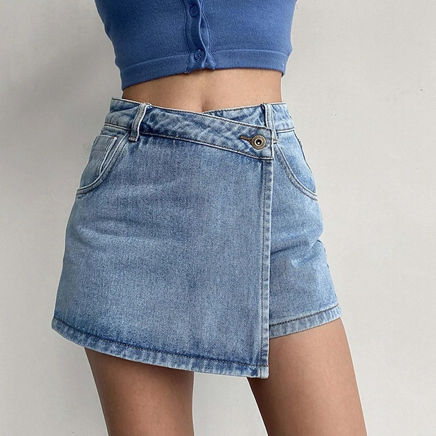 Denim Shorts for Women Button High Waisted Baggy Wide Leg Jean Shorts Casual Comfort Summer Clothings with Pockets 2025