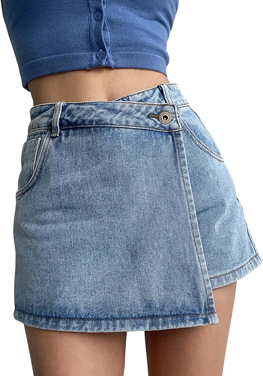 Denim Shorts for Women Button High Waisted Baggy Wide Leg Jean Shorts Casual Comfort Summer Clothings with Pockets 2025