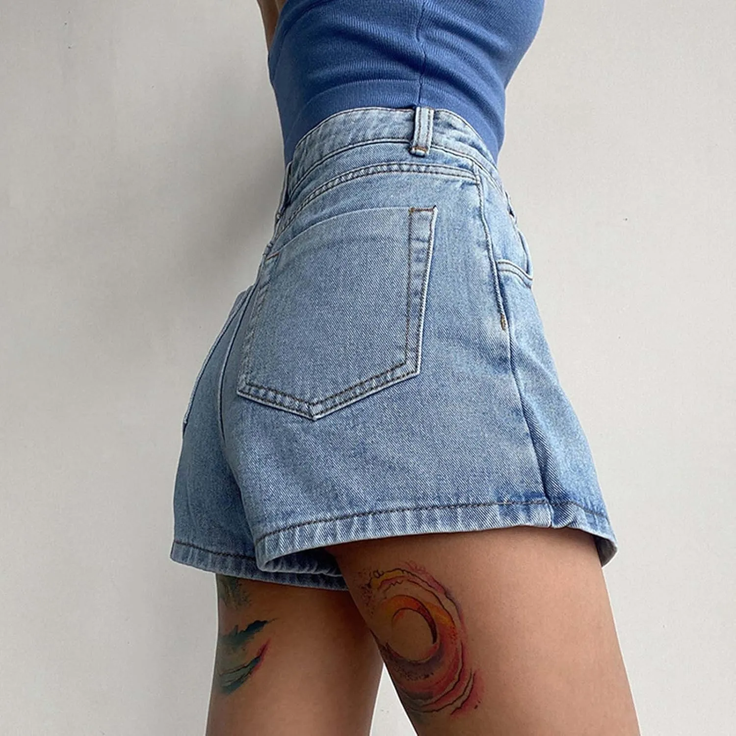 Denim Shorts for Women Button High Waisted Baggy Wide Leg Jean Shorts Casual Comfort Summer Clothings with Pockets 2025