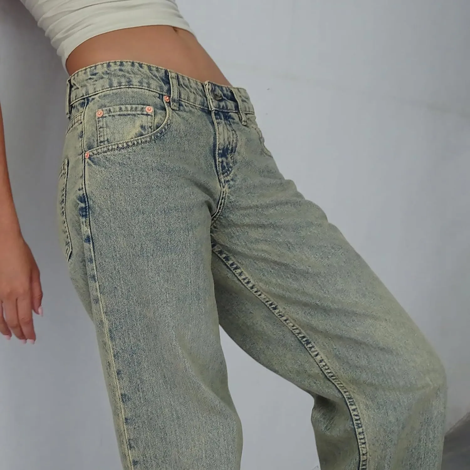 Denim Sweatpants Jeans for Women Boyfriend High Waited Baggy Wide Leg Jeans Y2k Streetwear Loose Denim Pants Pocket