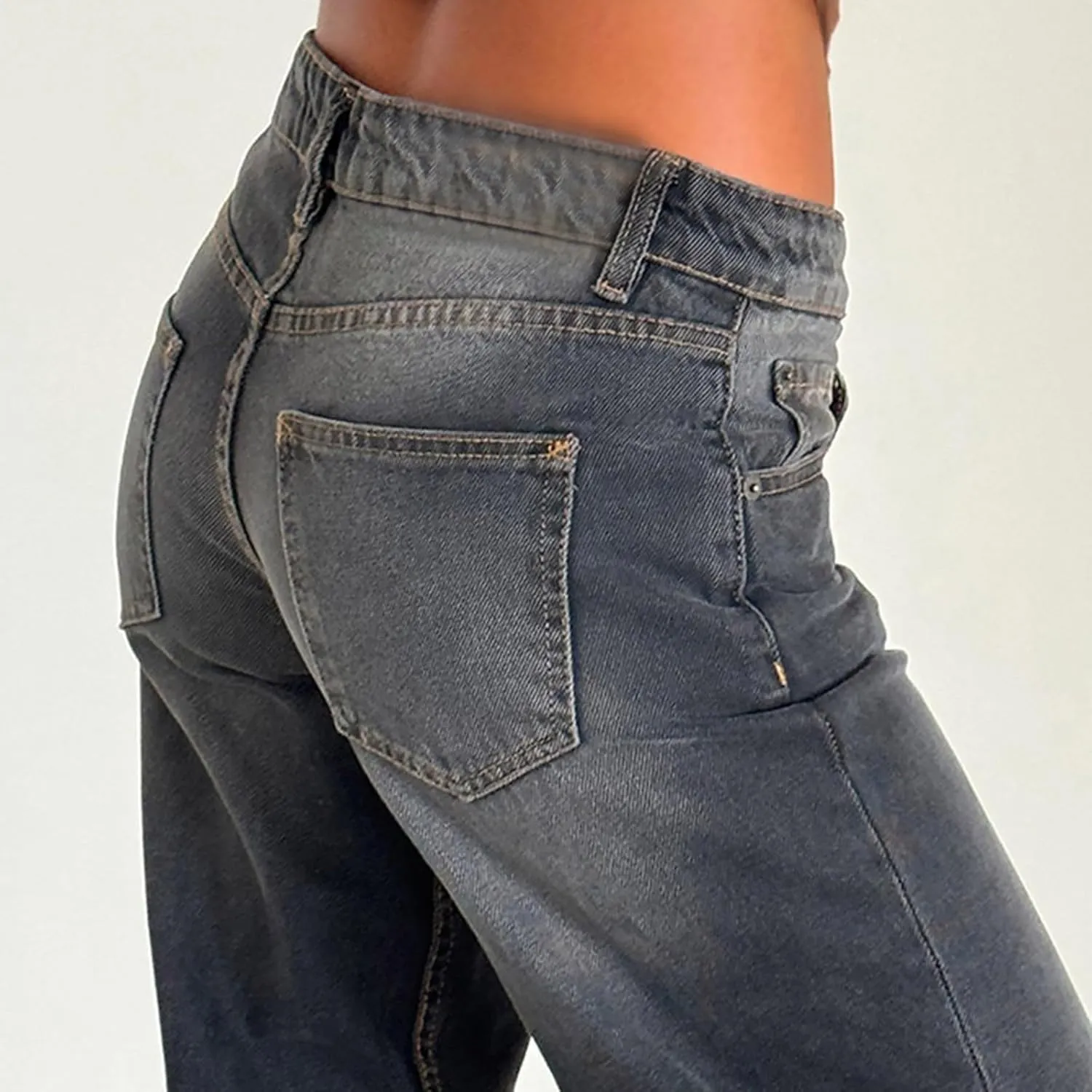 Denim Sweatpants Jeans for Women Boyfriend High Waited Baggy Wide Leg Jeans Y2k Streetwear Loose Denim Pants Pocket