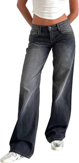 Denim Sweatpants Jeans for Women Boyfriend High Waited Baggy Wide Leg Jeans Y2k Streetwear Loose Denim Pants Pocket