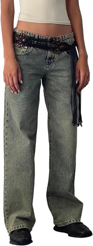 Denim Sweatpants Jeans for Women Boyfriend High Waited Baggy Wide Leg Jeans Y2k Streetwear Loose Denim Pants Pocket