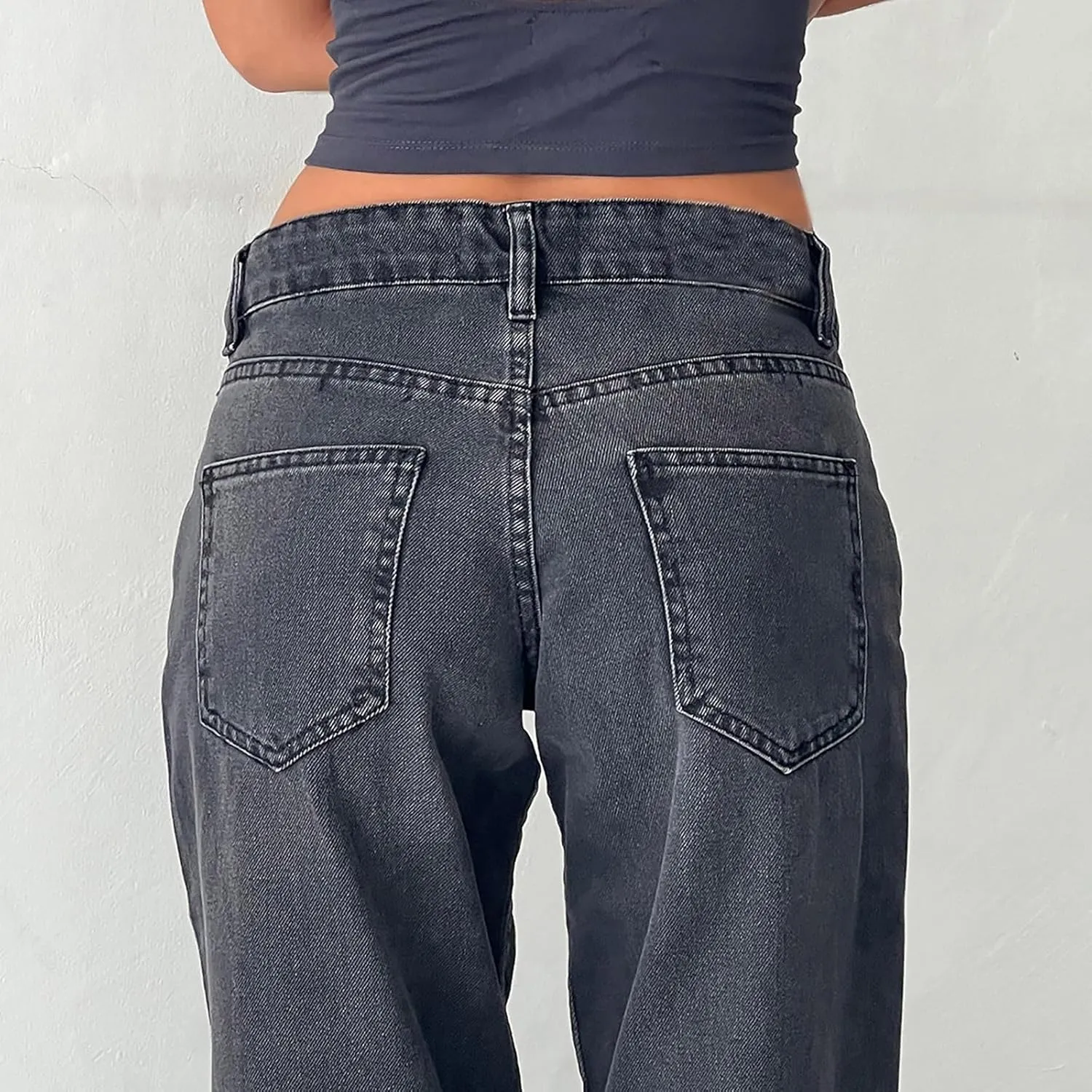 Denim Sweatpants Jeans for Women Boyfriend High Waited Baggy Wide Leg Jeans Y2k Streetwear Loose Denim Pants Pocket