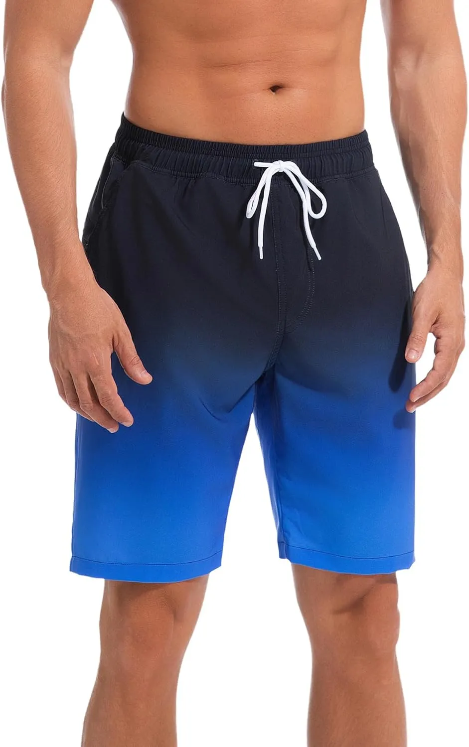difficort Mens Swim Trunks Quick Dry Bathing Suit 9 inch Inseam Board Shorts with Compression Liner and Zipper Pocket