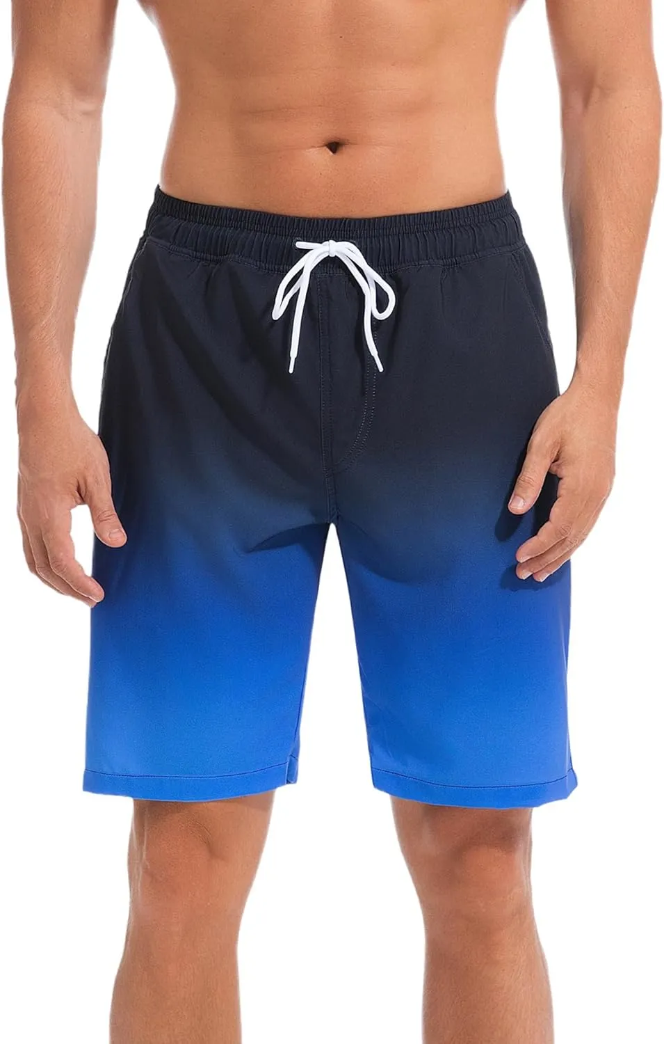 difficort Mens Swim Trunks Quick Dry Bathing Suit 9 inch Inseam Board Shorts with Compression Liner and Zipper Pocket