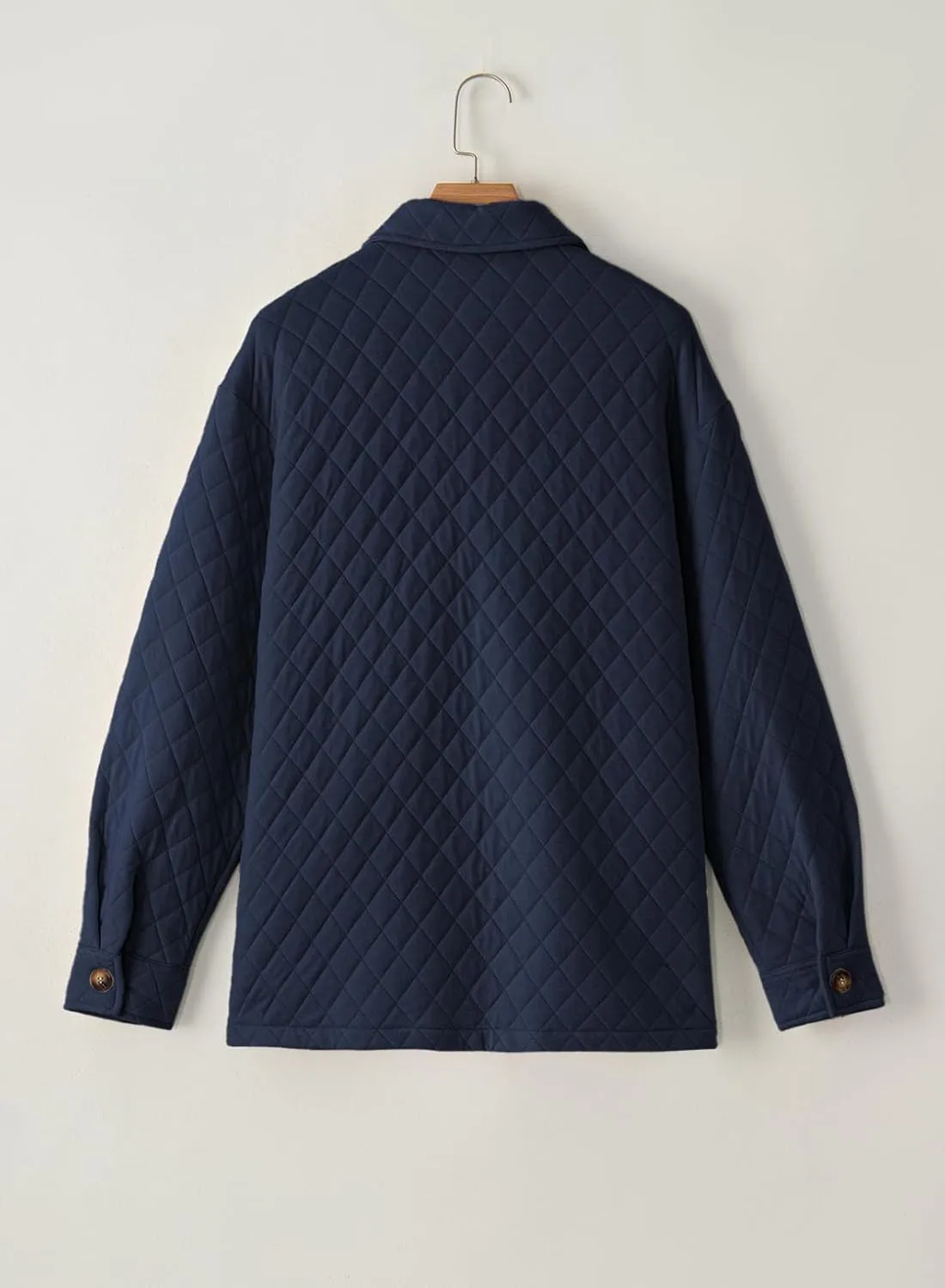 Dokotoo Casual Quilted Jackets for Women Button Down Collared Long Sleeve Shirts Spring Jackets with Pockets 2025