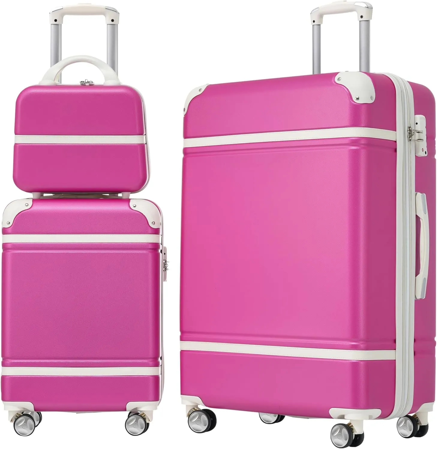 Elegant Pink Hardshell Luggage Set for Stress-Free Travel, Lightweight and Durable 3-Piece Spinner Suitcase Collection