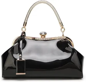 Evening Bags for Women Glossy Leather Tote Bag Clutches Mini Crossbody Shoulder Bag Vintage Purses Handbags for Bridal Party