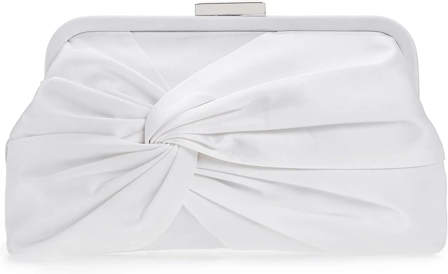 Evening Purse for Women Dressy Soft Pleated Knot Party Clutch Satin Frame Formal Handbag for Wedding/Prom/Cocktail