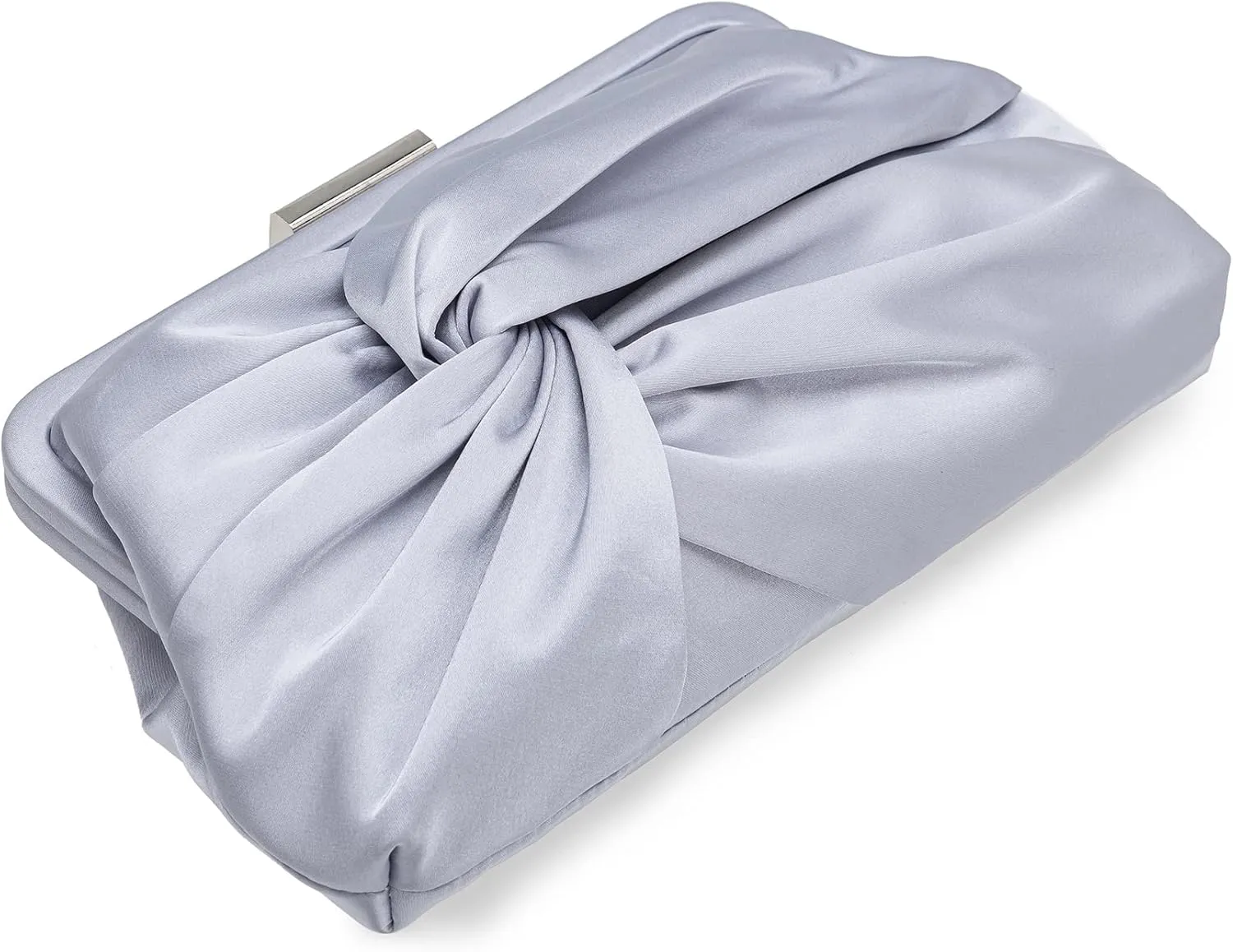 Evening Purse for Women Dressy Soft Pleated Knot Party Clutch Satin Frame Formal Handbag for Wedding/Prom/Cocktail