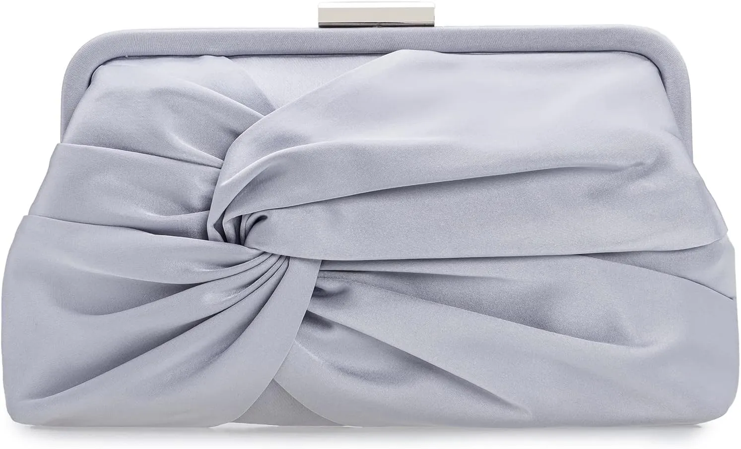 Evening Purse for Women Dressy Soft Pleated Knot Party Clutch Satin Frame Formal Handbag for Wedding/Prom/Cocktail