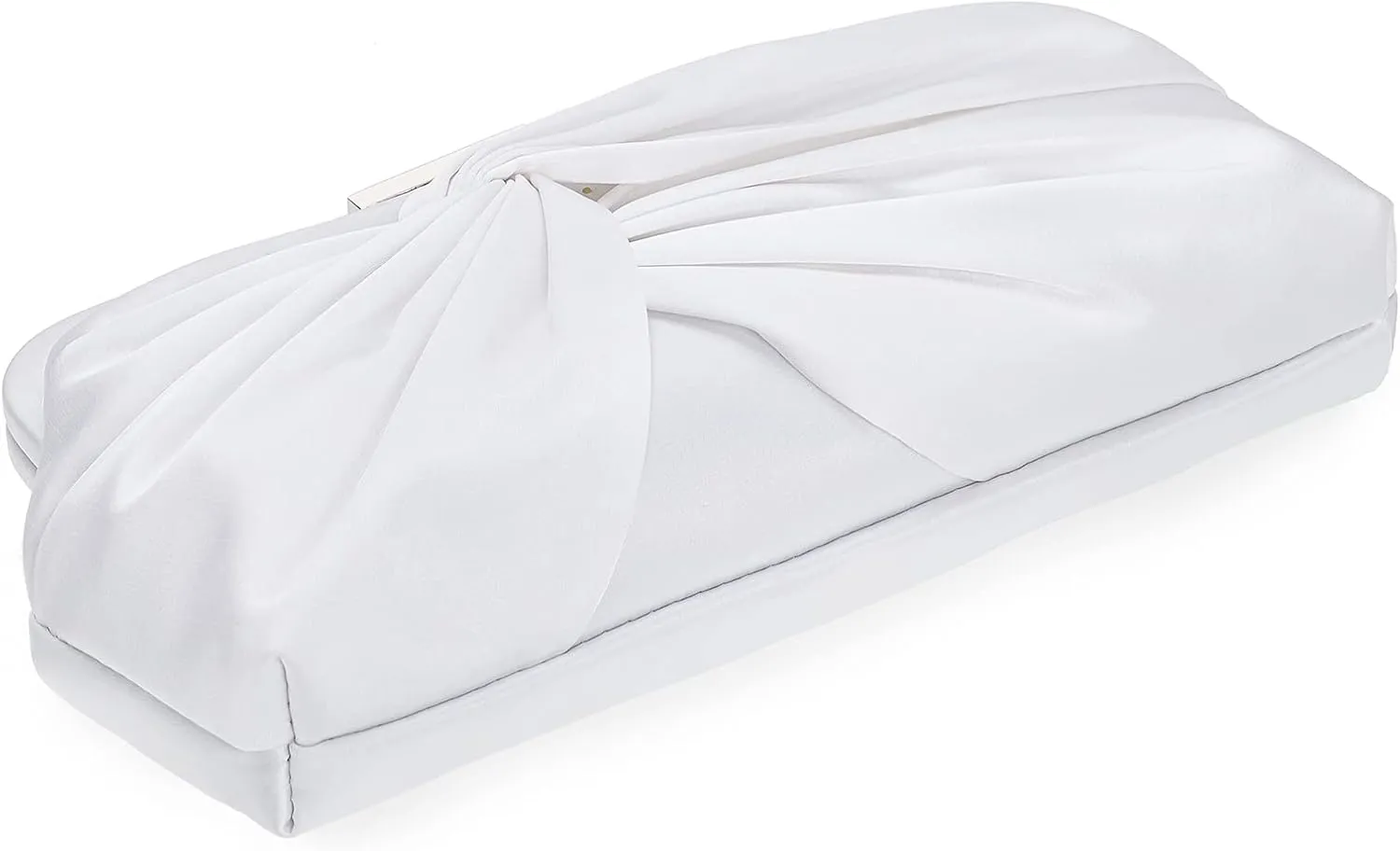 Evening Purse for Women Dressy Soft Pleated Knot Party Clutch Satin Frame Formal Handbag for Wedding/Prom/Cocktail