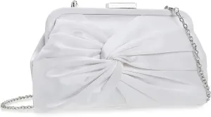 Evening Purse for Women Dressy Soft Pleated Knot Party Clutch Satin Frame Formal Handbag for Wedding/Prom/Cocktail