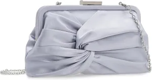 Evening Purse for Women Dressy Soft Pleated Knot Party Clutch Satin Frame Formal Handbag for Wedding/Prom/Cocktail