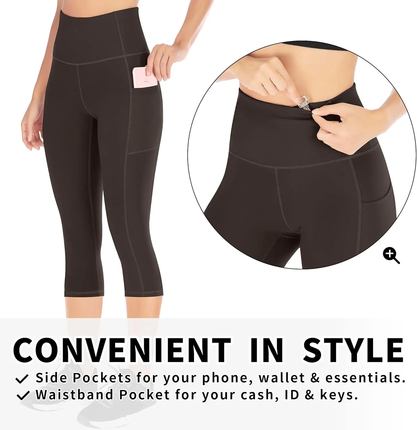 Ewedoos Womens Yoga Pants with Pockets Capri Leggings for Women Tummy Control Workout Leggings Compression Capris Pants