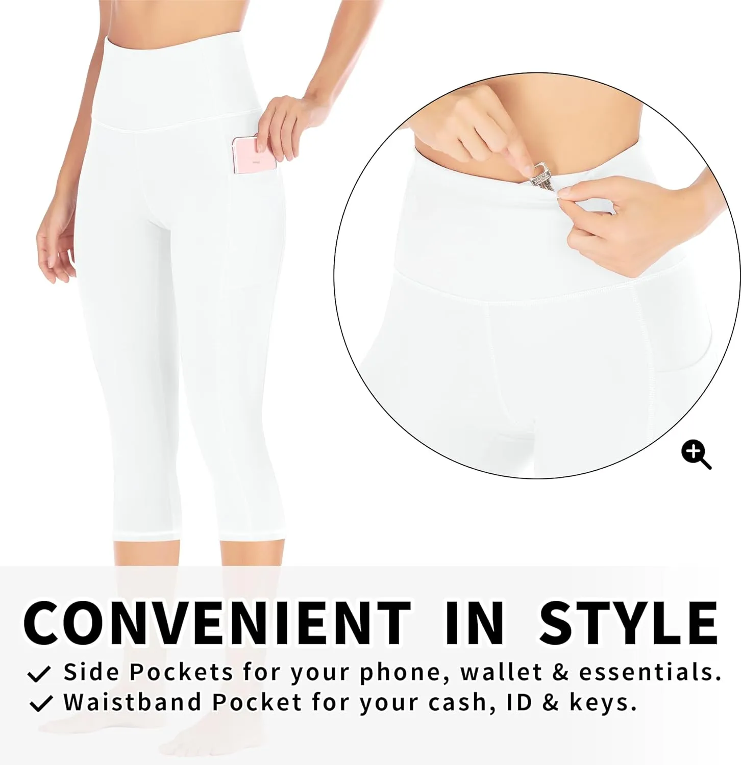 Ewedoos Womens Yoga Pants with Pockets Capri Leggings for Women Tummy Control Workout Leggings Compression Capris Pants