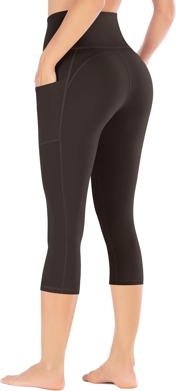 Ewedoos Womens Yoga Pants with Pockets Capri Leggings for Women Tummy Control Workout Leggings Compression Capris Pants