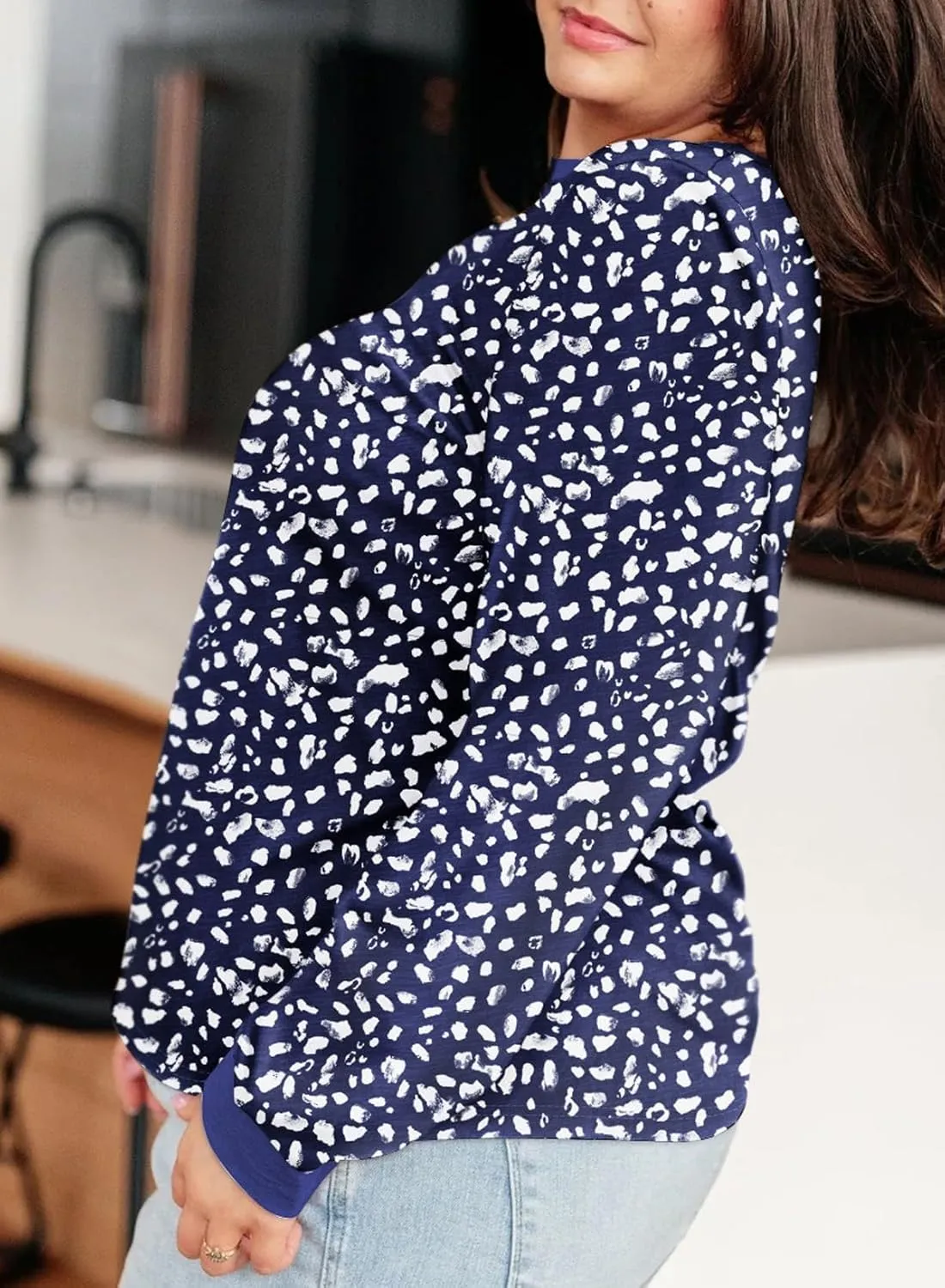 Eytino Plus Size Tops for Women Short Sleeve Crew Neck Polka Dot Print Casual Summer Loose Tee Shirts(1X-5X)