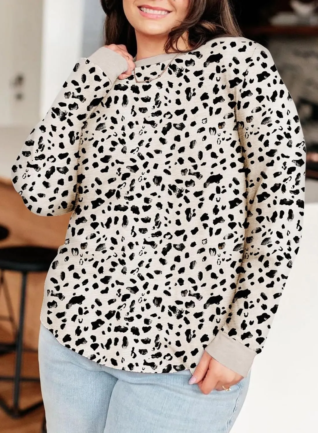 Eytino Plus Size Tops for Women Short Sleeve Crew Neck Polka Dot Print Casual Summer Loose Tee Shirts(1X-5X)