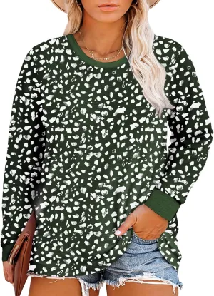 Eytino Plus Size Tops for Women Short Sleeve Crew Neck Polka Dot Print Casual Summer Loose Tee Shirts(1X-5X)