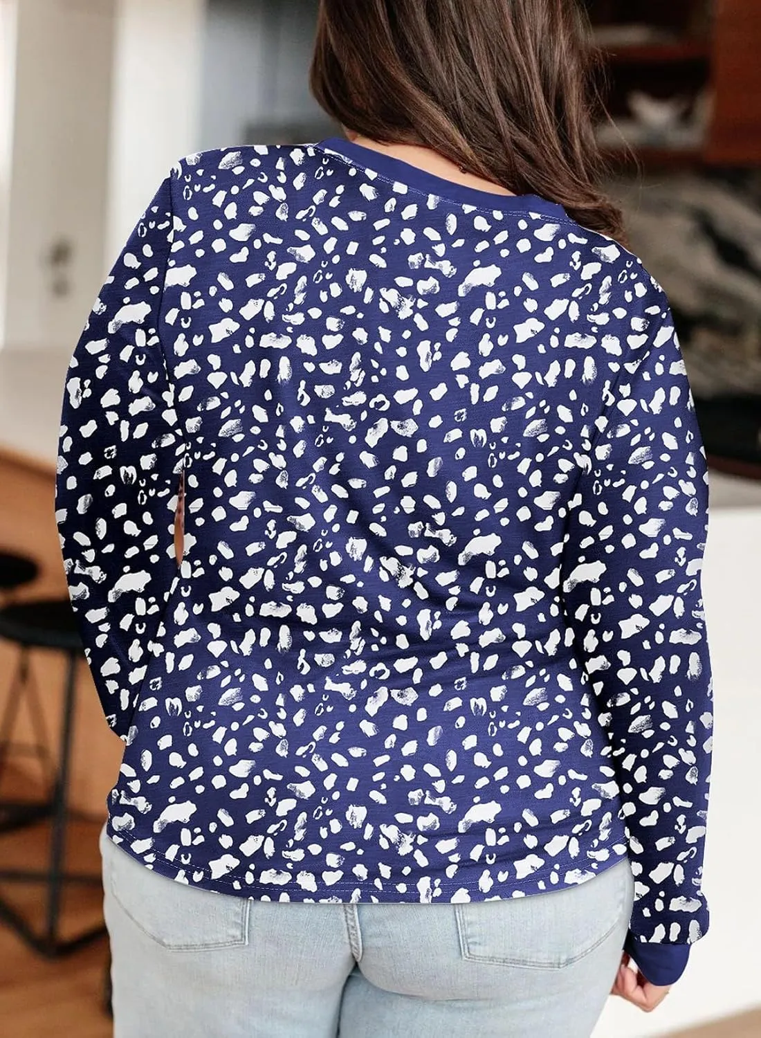 Eytino Plus Size Tops for Women Short Sleeve Crew Neck Polka Dot Print Casual Summer Loose Tee Shirts(1X-5X)