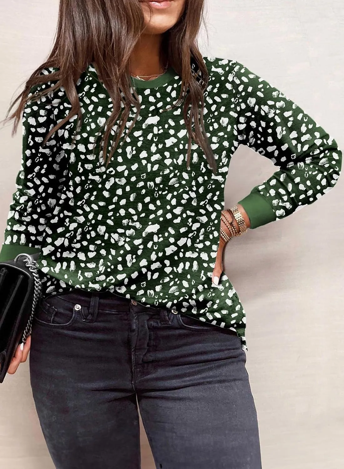 Eytino Plus Size Tops for Women Short Sleeve Crew Neck Polka Dot Print Casual Summer Loose Tee Shirts(1X-5X)